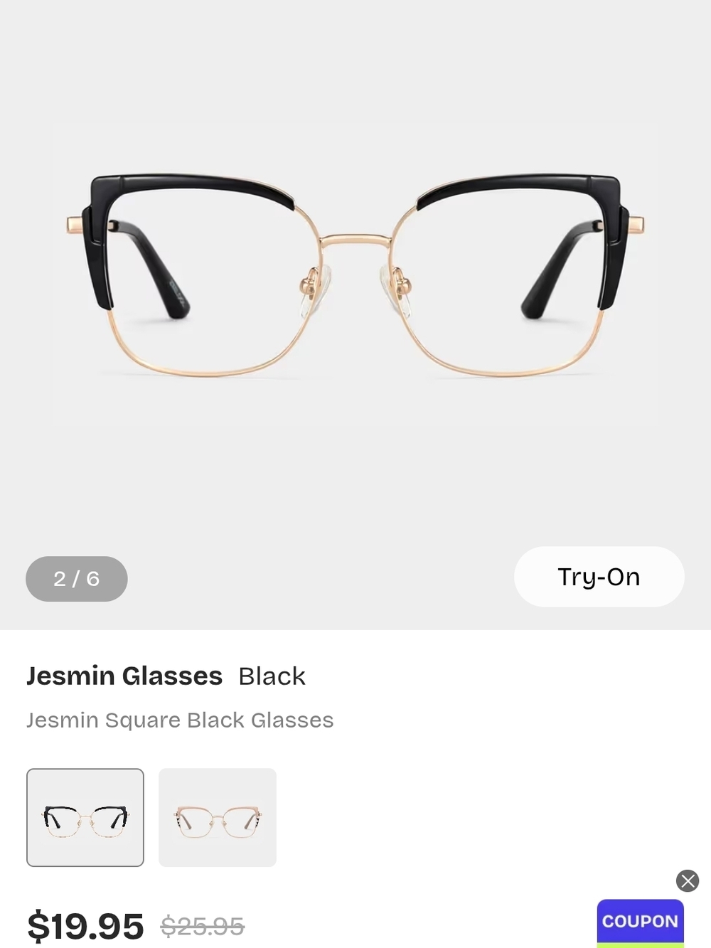 Glasses Square Frame in Black
